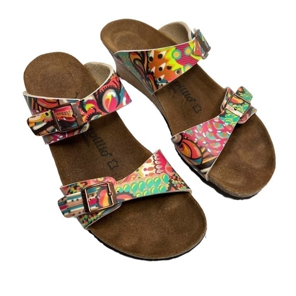 Birkenstock Papillio Dorothy Birko Flor Wedge Sandal African Wax Raspberry - Picture 4 of 14